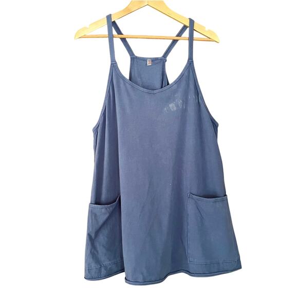 Free People Movement Hot Shot Mini Dress Built In Shorts Blue Indigo Size Medium - Picture 2 of 12